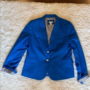 J.Crew bright blue blazer with stripes interior